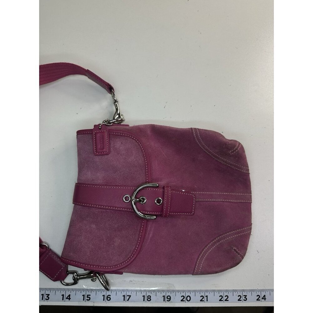 WORN - Coach Soho Bag Pink Suede Crossbody Y2K Vintage - Picture 2 of 12